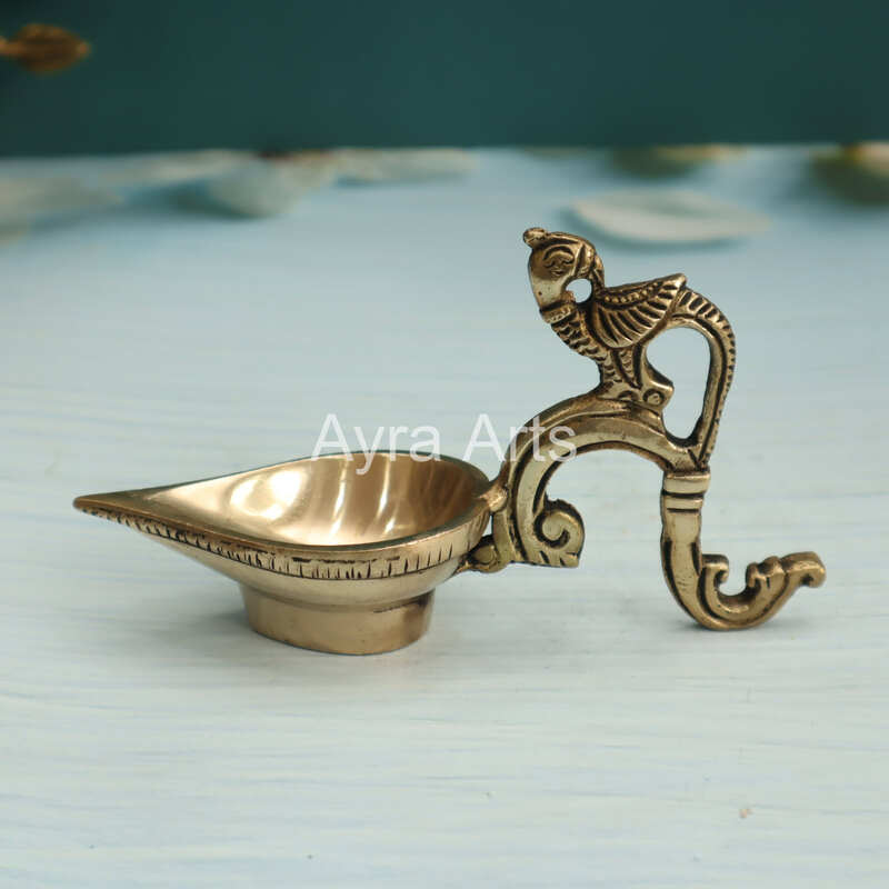 Ek Aarti Brass Bird Diya - 3.2 inch Height | Decorative Brass Diya with Bird Design