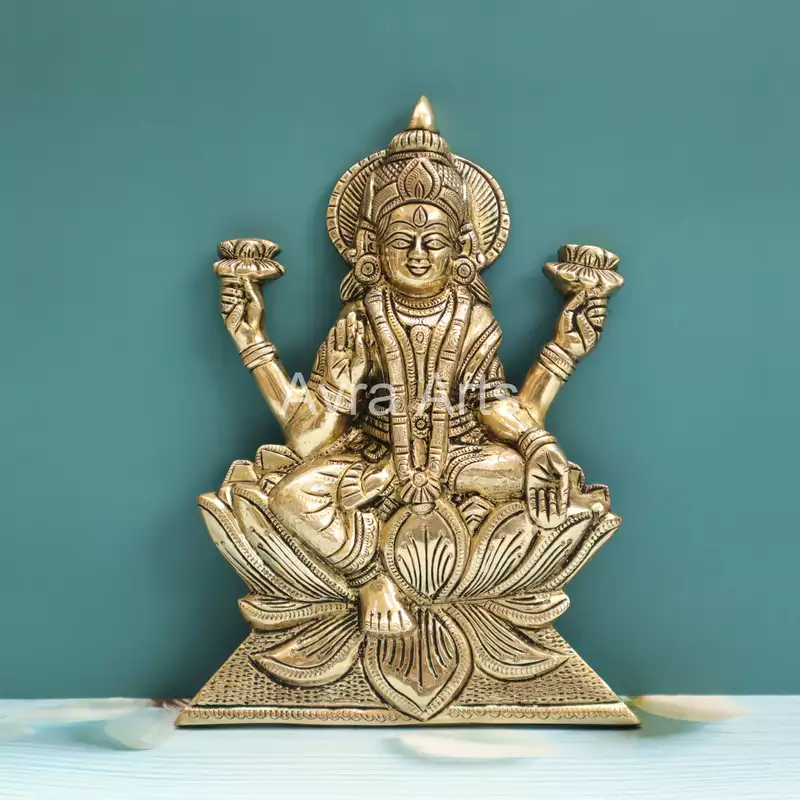 Brass Lakshmi Wall Mount - 10.5 Inch Height