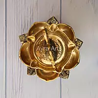 Brass Ten Wick Peacock Diya - 12 Inch Height