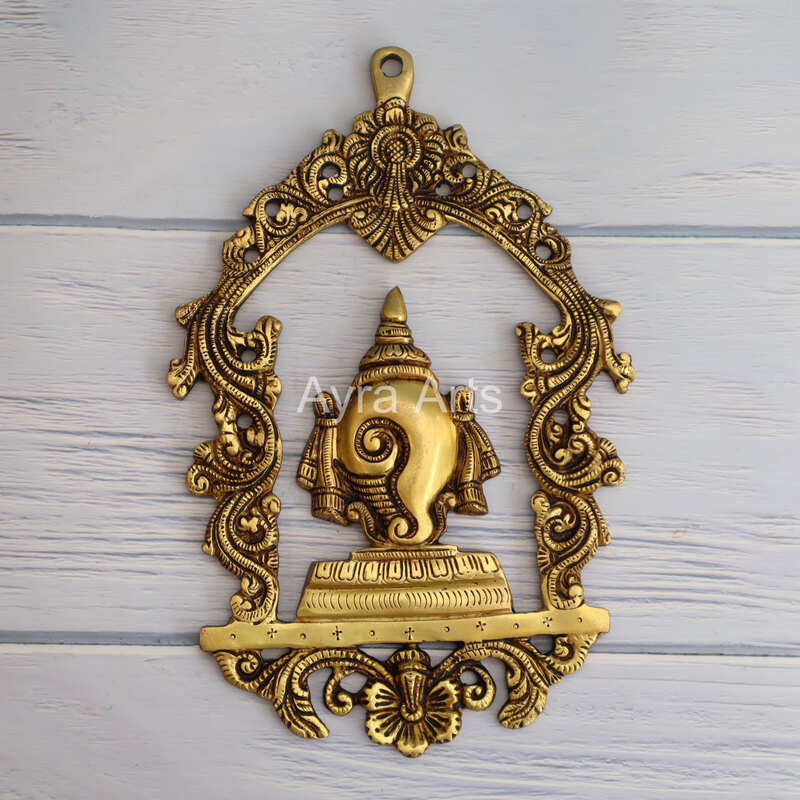 Brass Shank Chakra Namah Wall Mount Set - 12 Inch Height