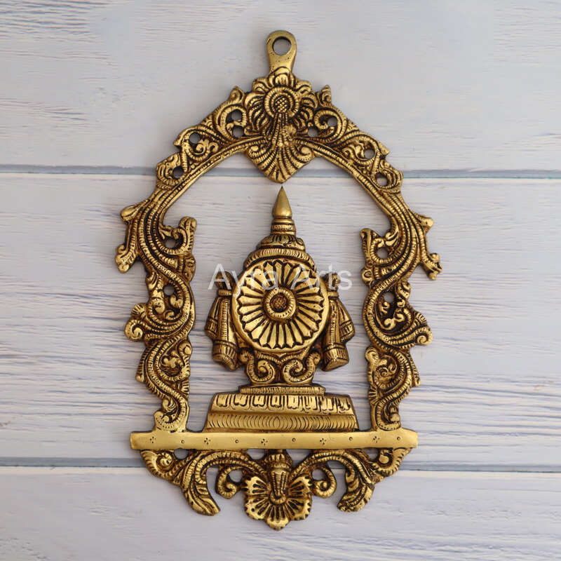 Brass Shank Chakra Namah Wall Mount Set - 12 Inch Height