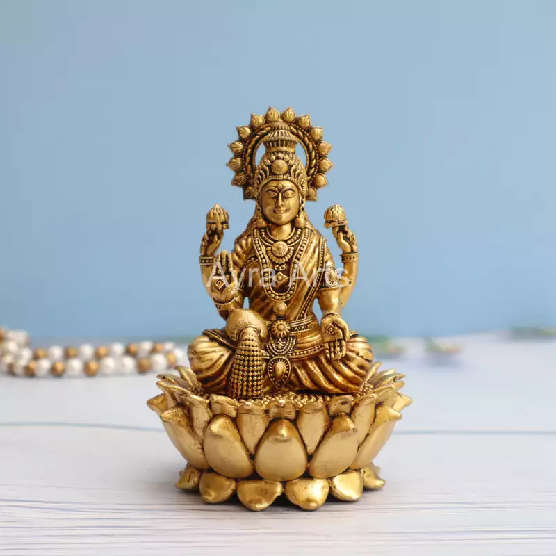 Premium Brass Lakshmi Idol - 5 Inch Height