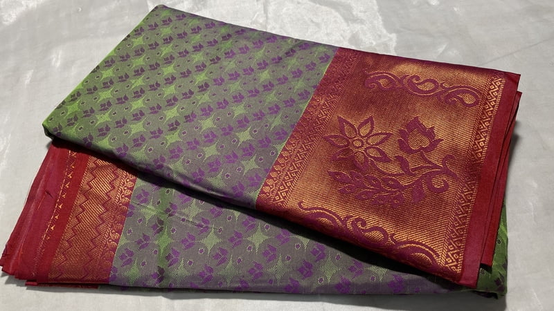 Jalpari Silk Saree - Green & Violet
