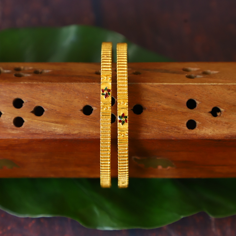 Elegant Textured Gold Bangles