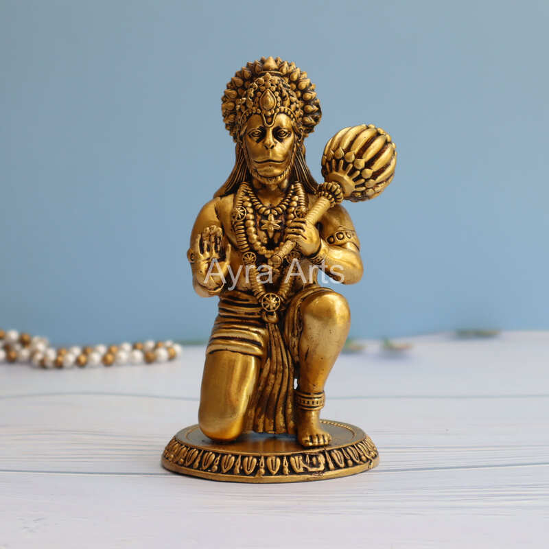 Premium Light Weight Brass Hanuman Idol - 6.5 Inch Height