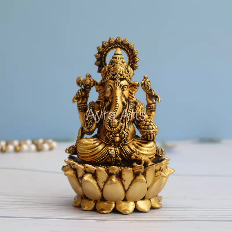 Premium Light Weight Brass Ganesh Idol - 5 Inch Height