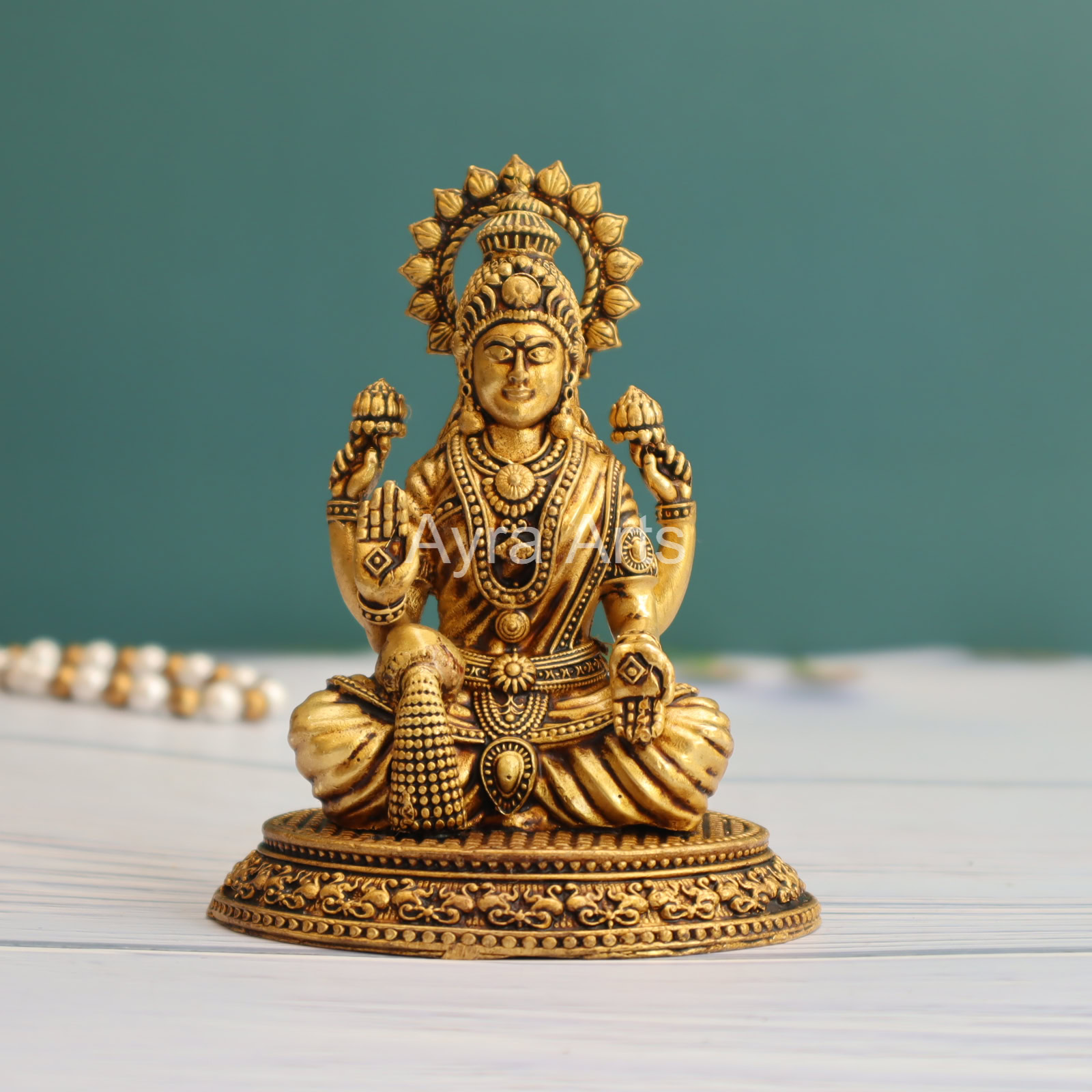 Premium Light Weight Brass Goddess Dhan Lakshmi Idol - 4.5 Inch Height