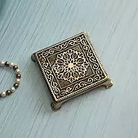 Handcarved Decorative Brass Pooja Chowki - 4 Inch Height