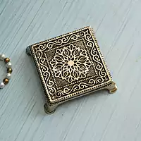 Handcarved Decorative Brass Pooja Chowki - 4 Inch Height