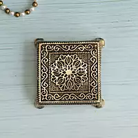 Handcarved Decorative Brass Pooja Chowki - 4 Inch Height