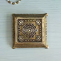 Brass Ethnic Lotus Chowki - 5 Inch Height