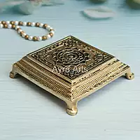 Brass Ethnic Lotus Chowki - 5 Inch Height