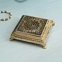 Brass Ethnic Lotus Chowki - 5 Inch Height
