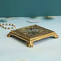Brass Square Pooja Chowki - 5.5 Inch Height