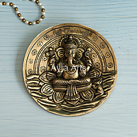 Super Fine Brass Lord Ganesha Wall Hanging Plate - 7 Inch Height