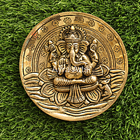 Super Fine Brass Lord Ganesha Wall Hanging Plate - 7 Inch Height