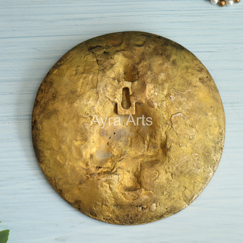 Super Fine Brass Lord Ganesha Wall Hanging Plate - 7 Inch Height