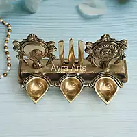 Brass Shankh Chakra Namah Diya - 4.5 Inch Height