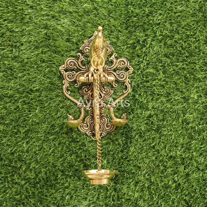 Brass Wall Hanging Parrot Lamp - 9.5 Inch Height