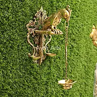 Brass Wall Hanging Parrot Lamp - 9.5 Inch Height
