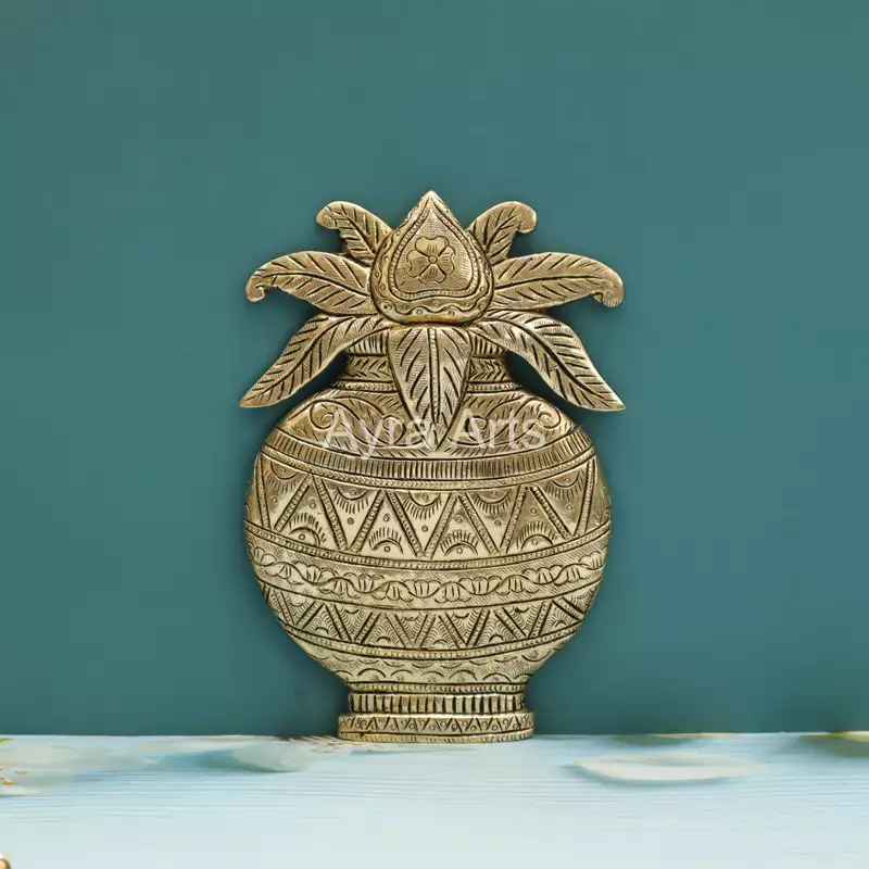 Brass Mangal Kalash Wall Hanging - 8 Inch Height