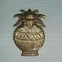 Brass Mangal Kalash Wall Hanging - 8 Inch Height