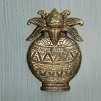 Brass Mangal Kalash Wall Hanging - 8 Inch Height