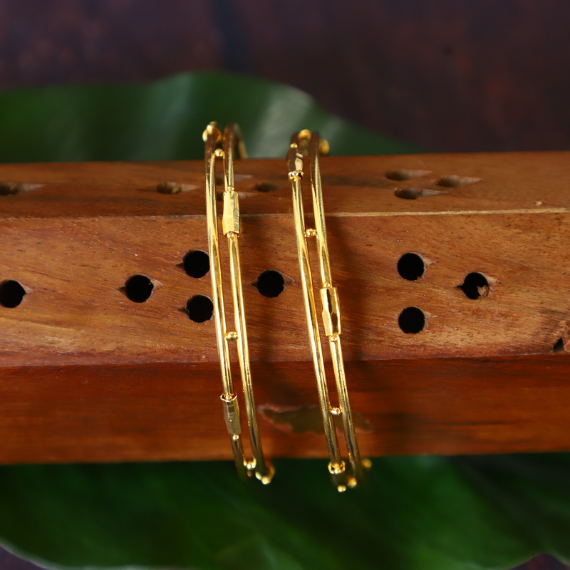 Two layer regular use gold finished bangle