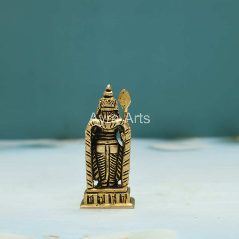 Brass Murugan Statue Lord Kartikeya Murti for Puja - 3 Inch Height