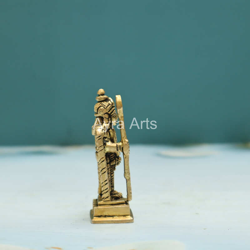 Brass Murugan Statue Lord Kartikeya Murti for Puja - 3 Inch Height