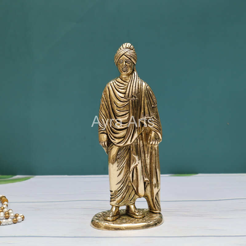 Brass Superfine Swami Vivekananda Statue Showpiece - 10 Inch Height