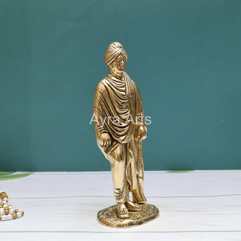 Brass Superfine Swami Vivekananda Statue Showpiece - 10 Inch Height