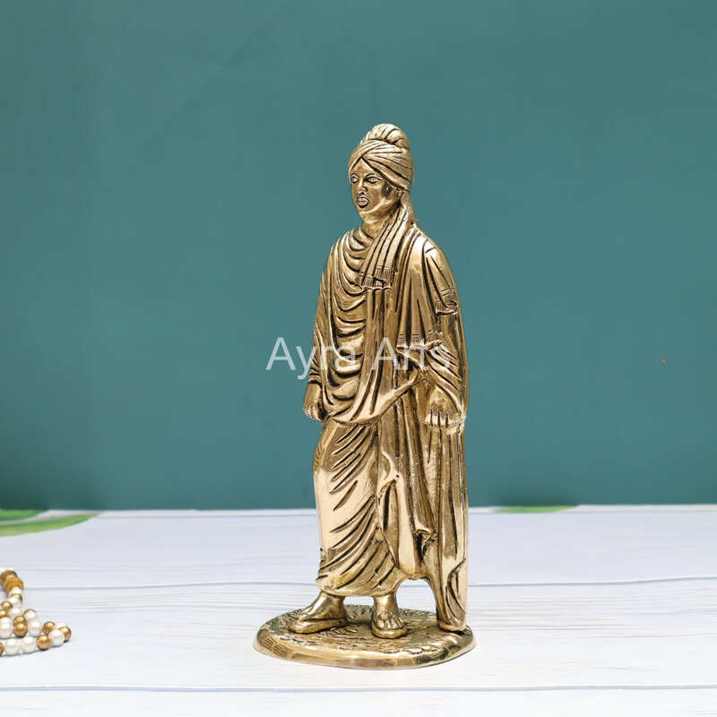 Brass Superfine Swami Vivekananda Statue Showpiece - 10 Inch Height