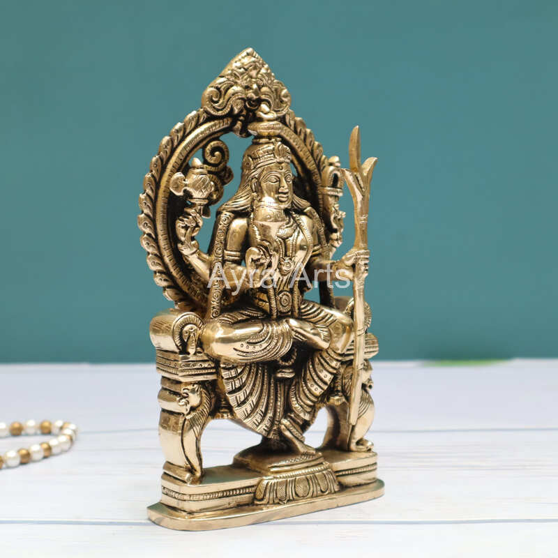 Elegant Sculpture Goddess Raja Rajeshwari Tripura Sundari Kamakshi Lalita Devi Idol - 7.5 Inch Height