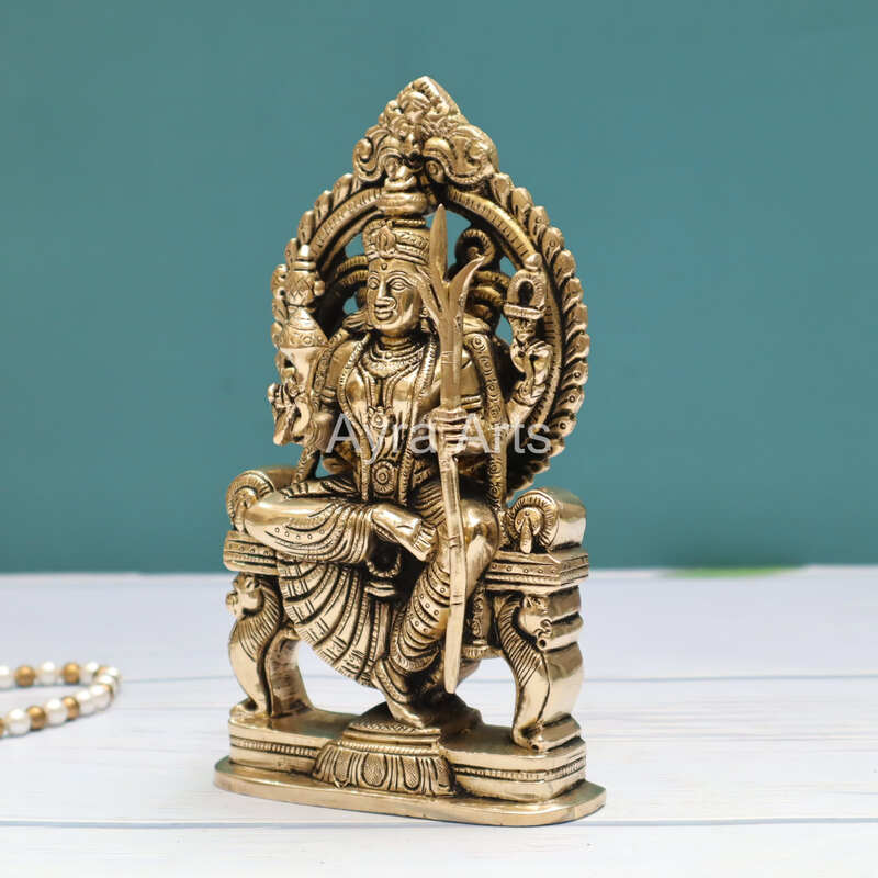 Elegant Sculpture Goddess Raja Rajeshwari Tripura Sundari Kamakshi Lalita Devi Idol - 7.5 Inch Height
