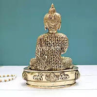 Unique Design Pure Brass Blessing Buddha Statue - 9.5 Inch Height