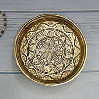 Brass Round Thali Chowki - 7.5 Inch Length