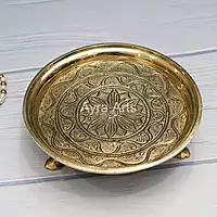 Brass Round Thali Chowki - 7.5 Inch Length