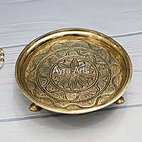 Brass Round Thali Chowki - 7.5 Inch Length