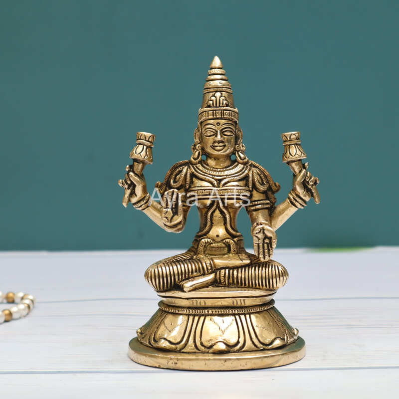 Buy Pure Brass Goddess Lakshmi Devi Idol - 6 Inch Height
