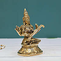 Buy Pure Brass Shree Maa Saraswati Devi Idol Idol - 6 Inch Height