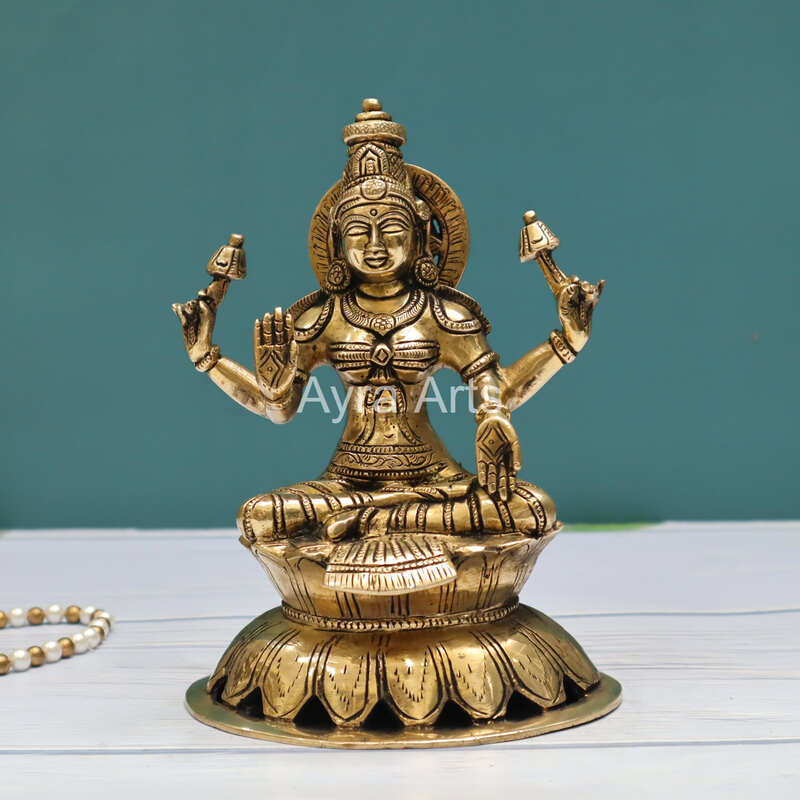 Brass Goddess Lakshmi Devi Idol - 8 Inch Height