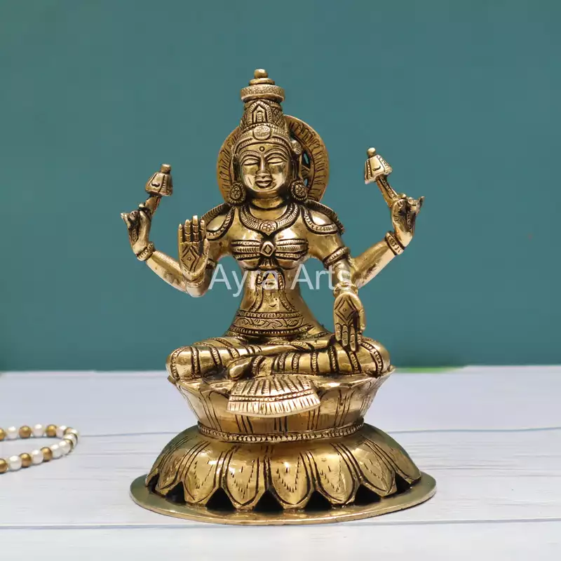 Brass Goddess Lakshmi Devi Idol - 8 Inch Height