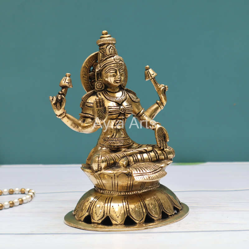 Brass Goddess Lakshmi Devi Idol - 8 Inch Height