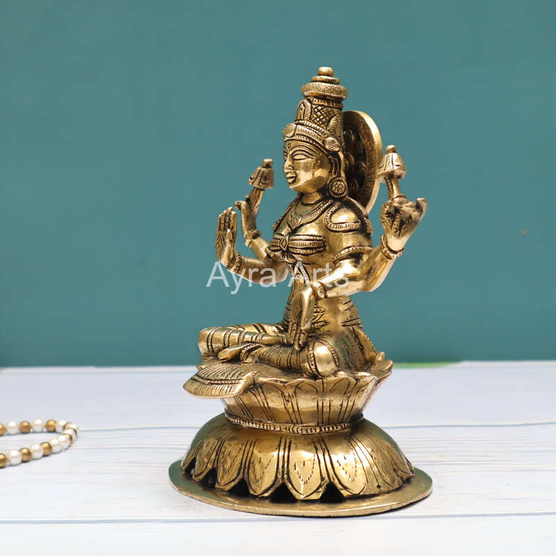 Brass Goddess Lakshmi Devi Idol - 8 Inch Height