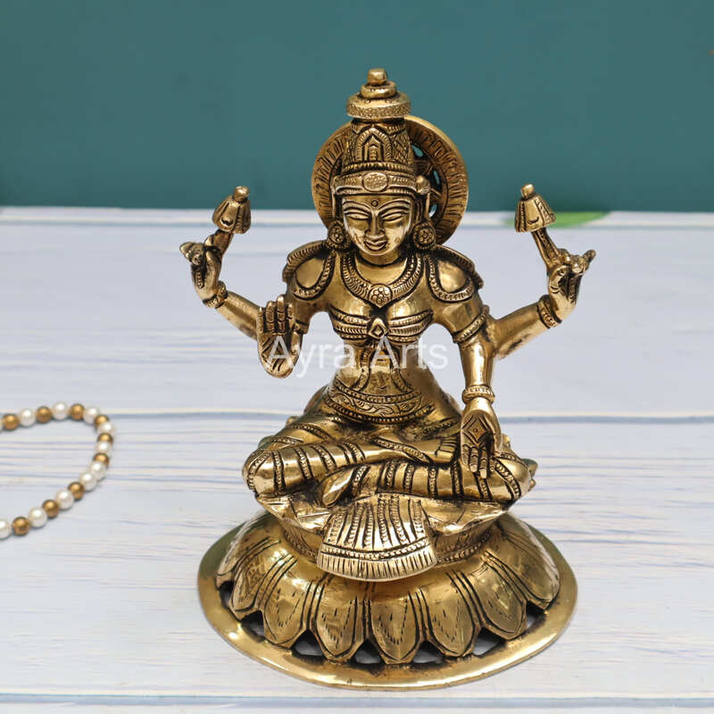 Brass Goddess Lakshmi Devi Idol - 8 Inch Height