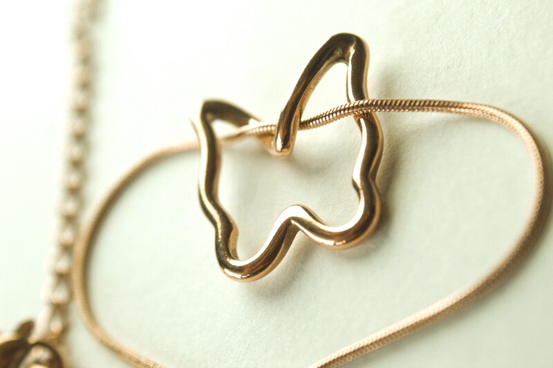 Rose Whisper Butterfly Pendant Necklace