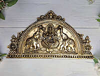 Handcrafted Indian Home Entrance Decor Brass Goddess Gajalakshmi Wall Hanging Panel - 12 Inch Height