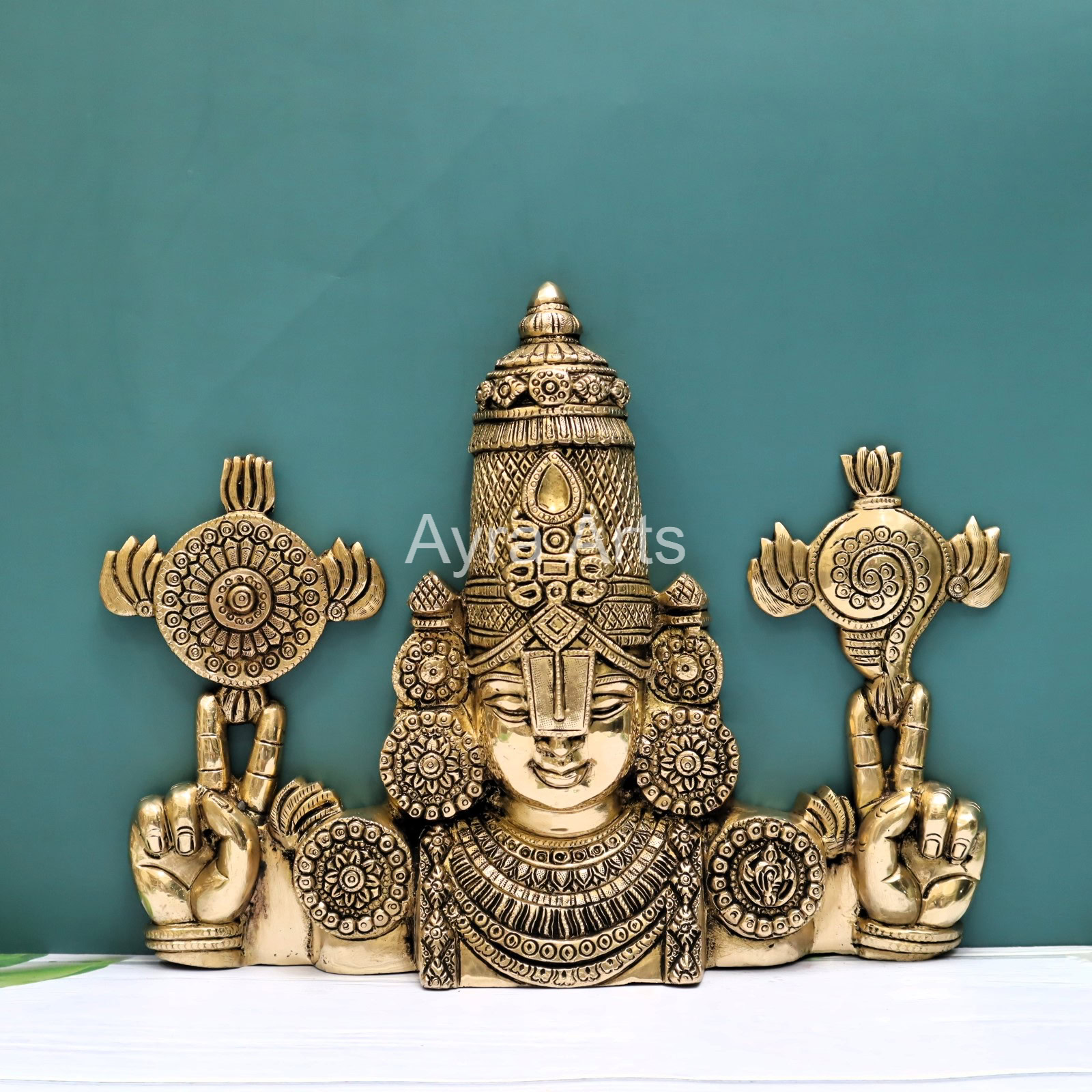Brass Tirupati Balaji Venkateshwara Wall Hanging - 12 Inch Height