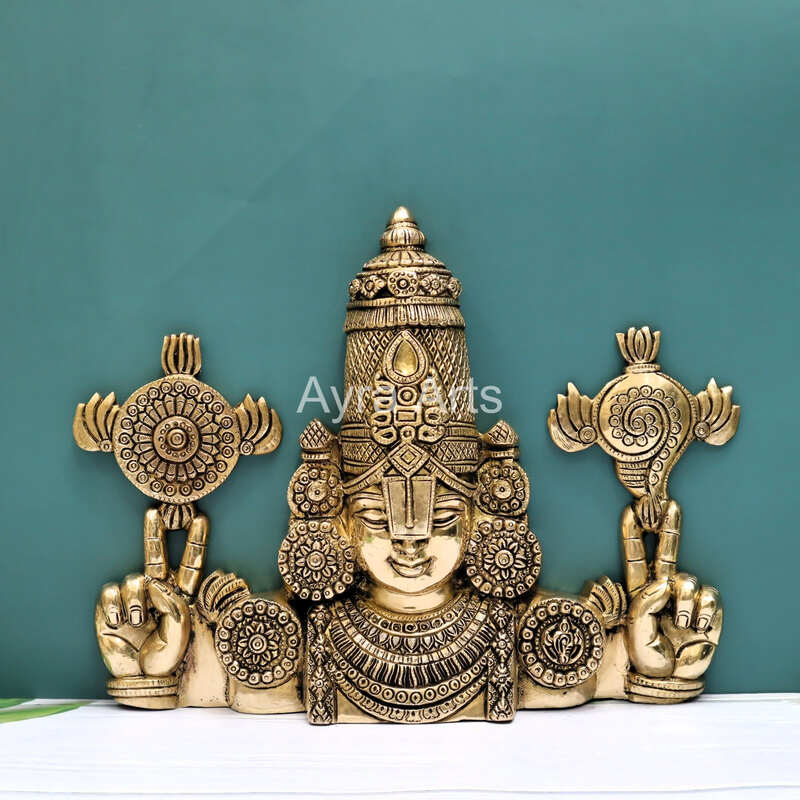 Brass Tirupati Balaji Venkateshwara Wall Hanging - 12 Inch Height